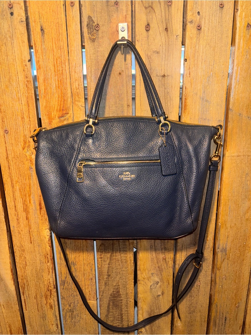 Coach Prairie Navy Pebbled Leather Shoulder Bag